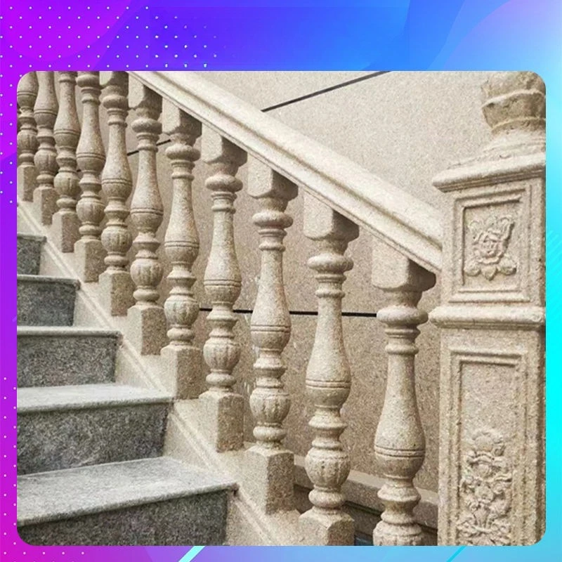 European Style Stair Handrail Mold Cast in Place Cement Sloped Railing Handrail Guardrail Steps Round Roman Column Mold Villa
