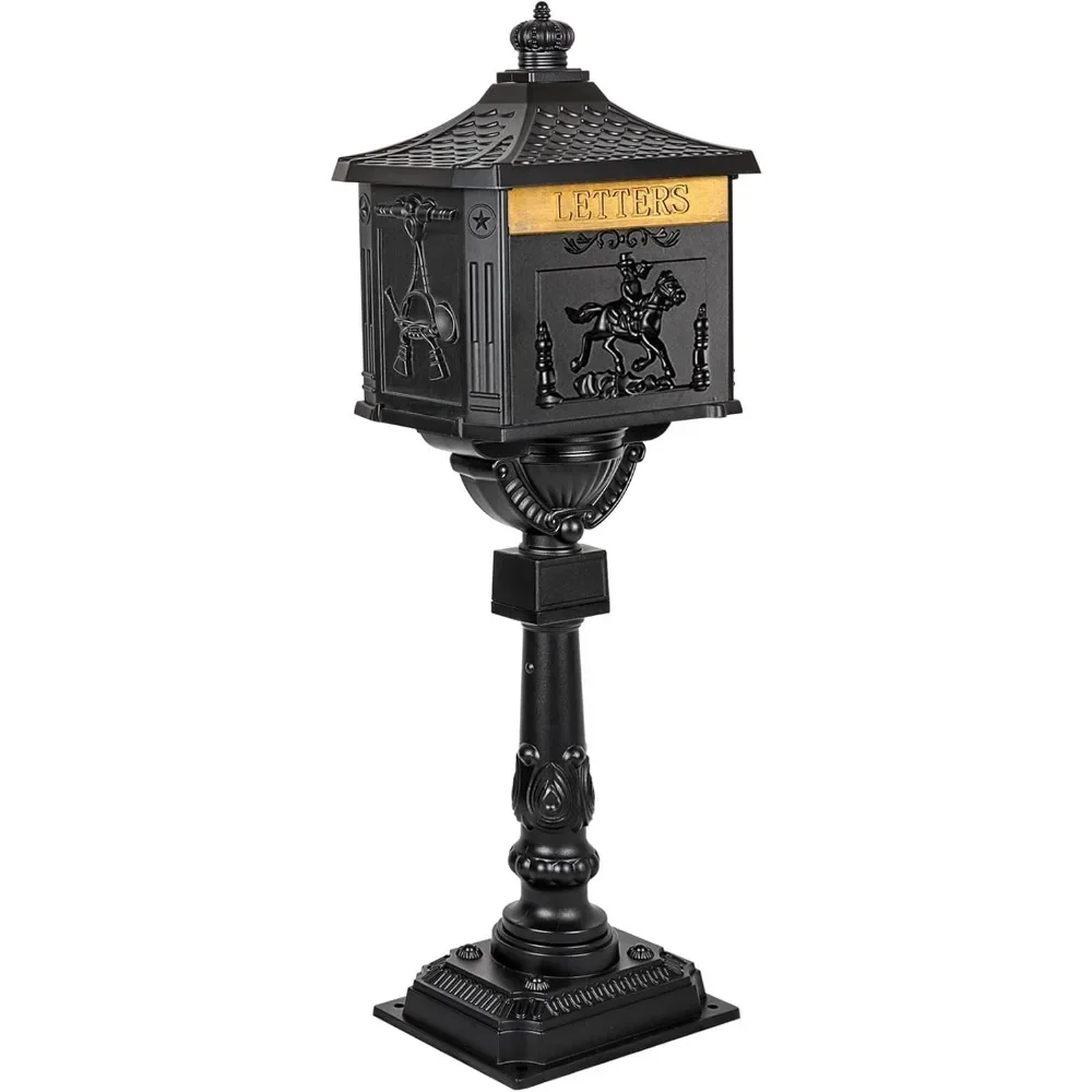 Description Picture 2 of itemMailbox Cast Aluminum Black Mail Box Postal Box Security Heavy Duty New