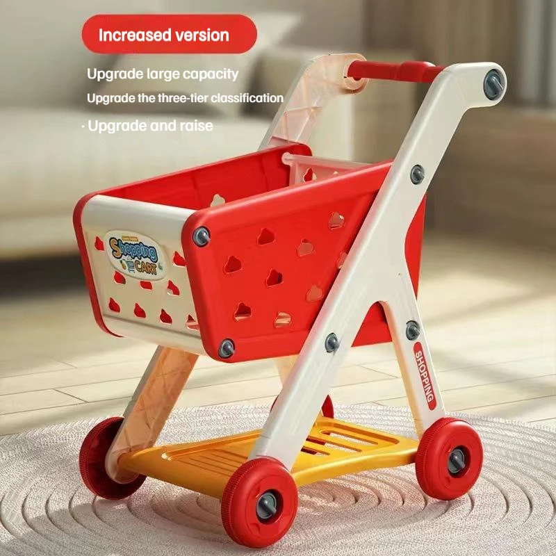 Shopping cart toy baby small trolley children play house fruit cut music kitchen supermarket men and girls Early Education toys
