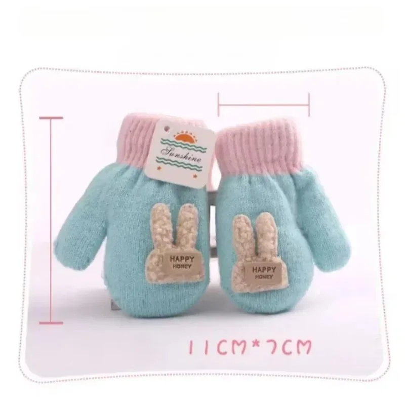 Baby Winter Hand Gloves Thick Warmer Knitted Mittens Thicken Mittens For Kids Cute Cartoon Gloves Boys Girls