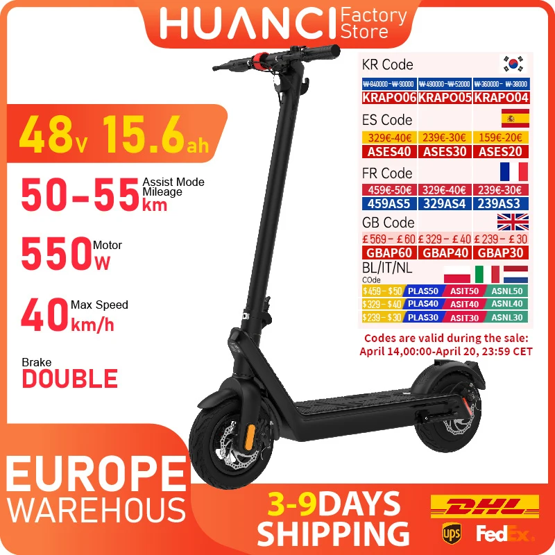 HUANCI X9 Adult Electric Scooter 15.6AH 550W 48V 40KM/H Foldable Electric Kick Scooter 10 Inch E Skateboard electric scooter