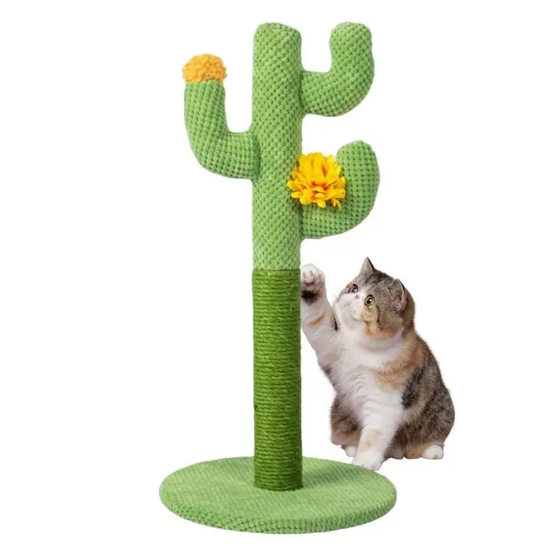 

Cactus Cat Climbing Frame Cute Tall Green Cat Cactus Tree Interactive Kitten Scratcher Featuring 3 Scratching Poles For Indoor