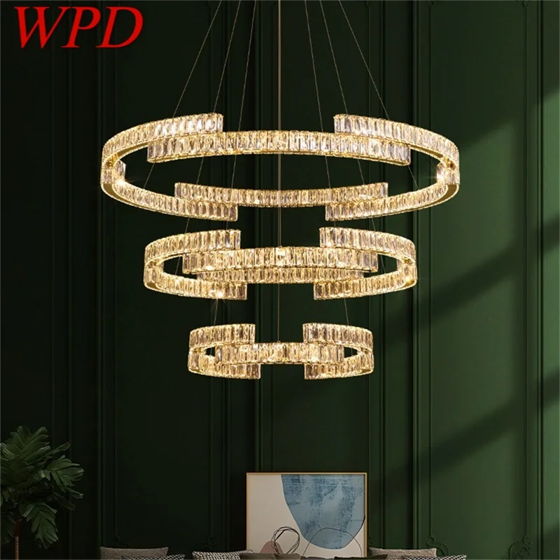 

WPD Modern Pendant Lamp Round LED Crystal Gold Creative Chandelier Decorative Fixtures For Hotel Living Room