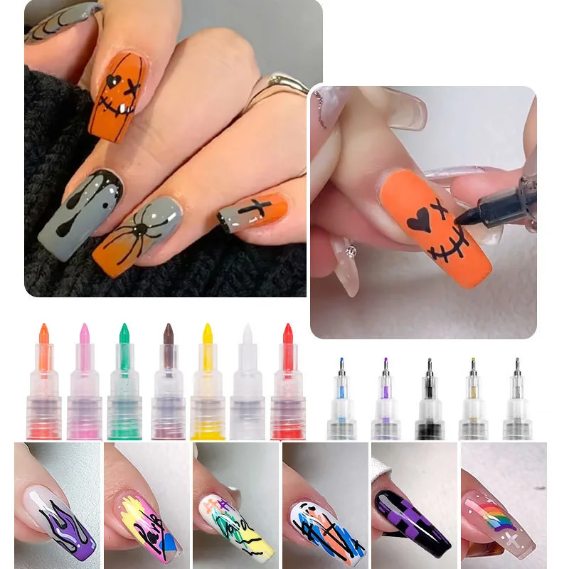 1Set Nail Art Drawing Pen Graffiti Nail Acrylic Pen Waterproof Painting Liner DIY 3D Abstract Line Nail Art Beauty Tool Manicure 5