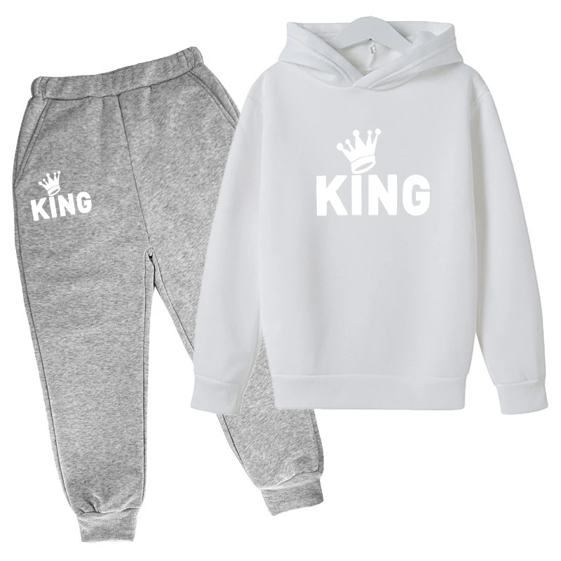 King Letter Printed Children's Clothing Girls Clothes 2 to 8 Years Tops Loungewear Clothes Child Boy Casual Baby Outfit Set Sets
