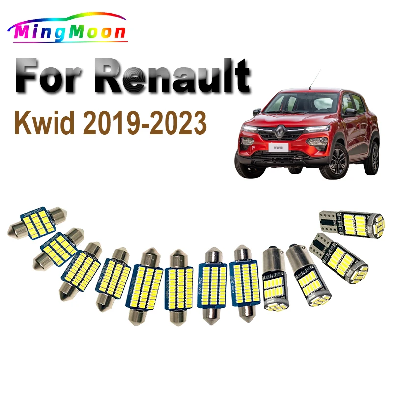 

7Pcs No Error License Plate Lamp For Renault Kwid 2019 2020 2021 2022 2023 LED Bubls Interior Dome Map Glove Box Light Kit