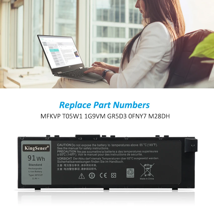 Kingsener 91wh Mfkvp Bateria do Portátil para Dell Precision 7510 7710 M7710 7720 7520 451-bbsb 451-bbsf 1g9vm M28dh 11.4v - Imagem 2