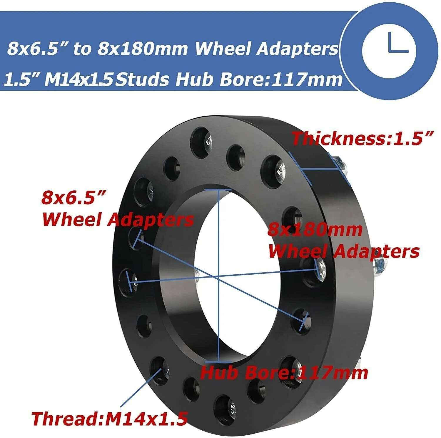 4-Pack 1.5" 8-Lug Wheel Spacers For Dodge RAM 2500/3500 – 8x6.5 Bolt Pattern, 9/16 Studs