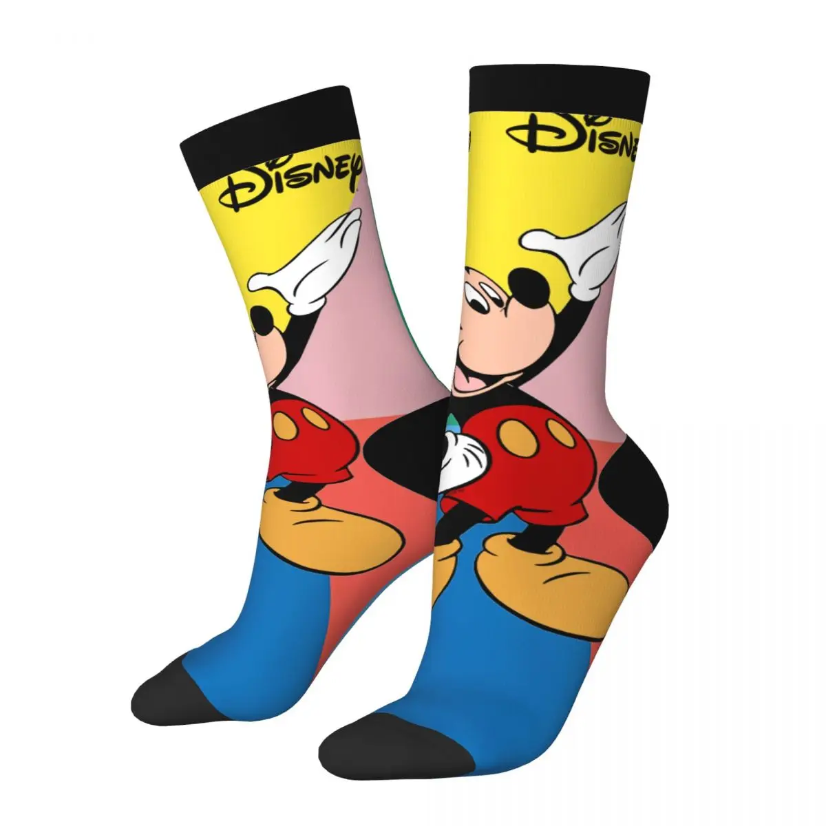 Calcetines de compresión unisex para hombre, divertidos y divertidos, con estampado de Mickey Mouse, estilo Harajuku, sin costuras y con estampado de Happy Crew.
