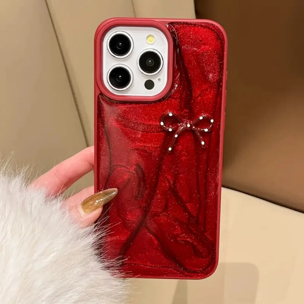 Luxury Shiny Polka Dot Bowknot Phone Case - Fashion Shockproof Protective Cover
