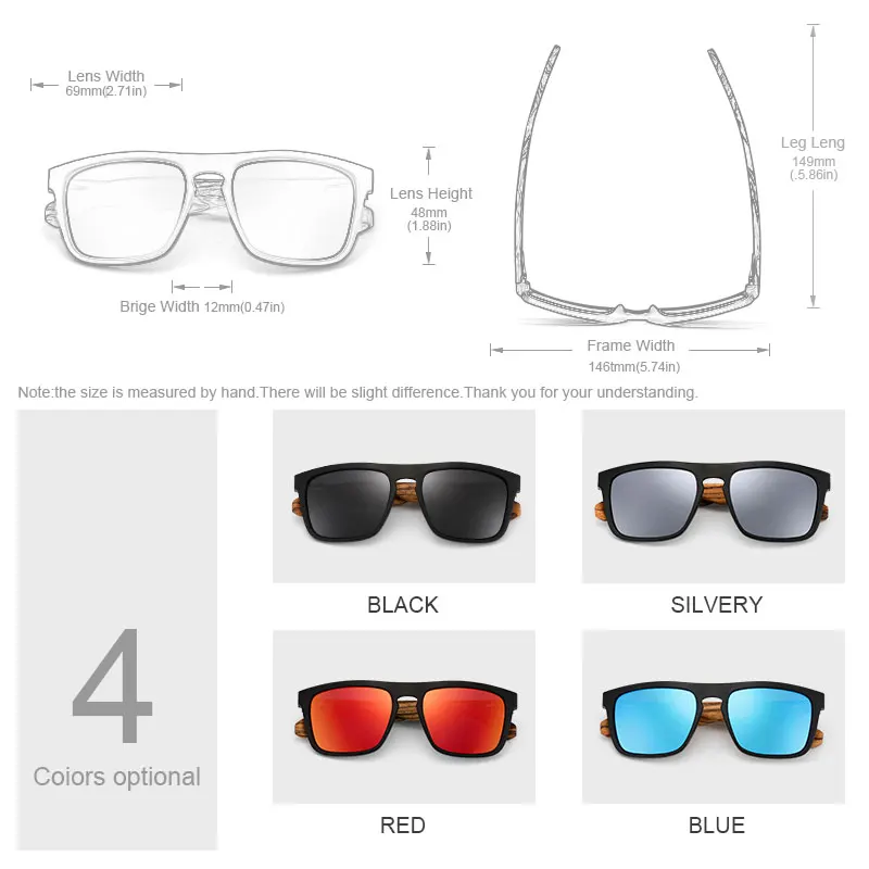 Polarized Sunglasses Oi Wood Women Square Sunglasses Wooden Eyeglasses Red Lenses Mens Glasses