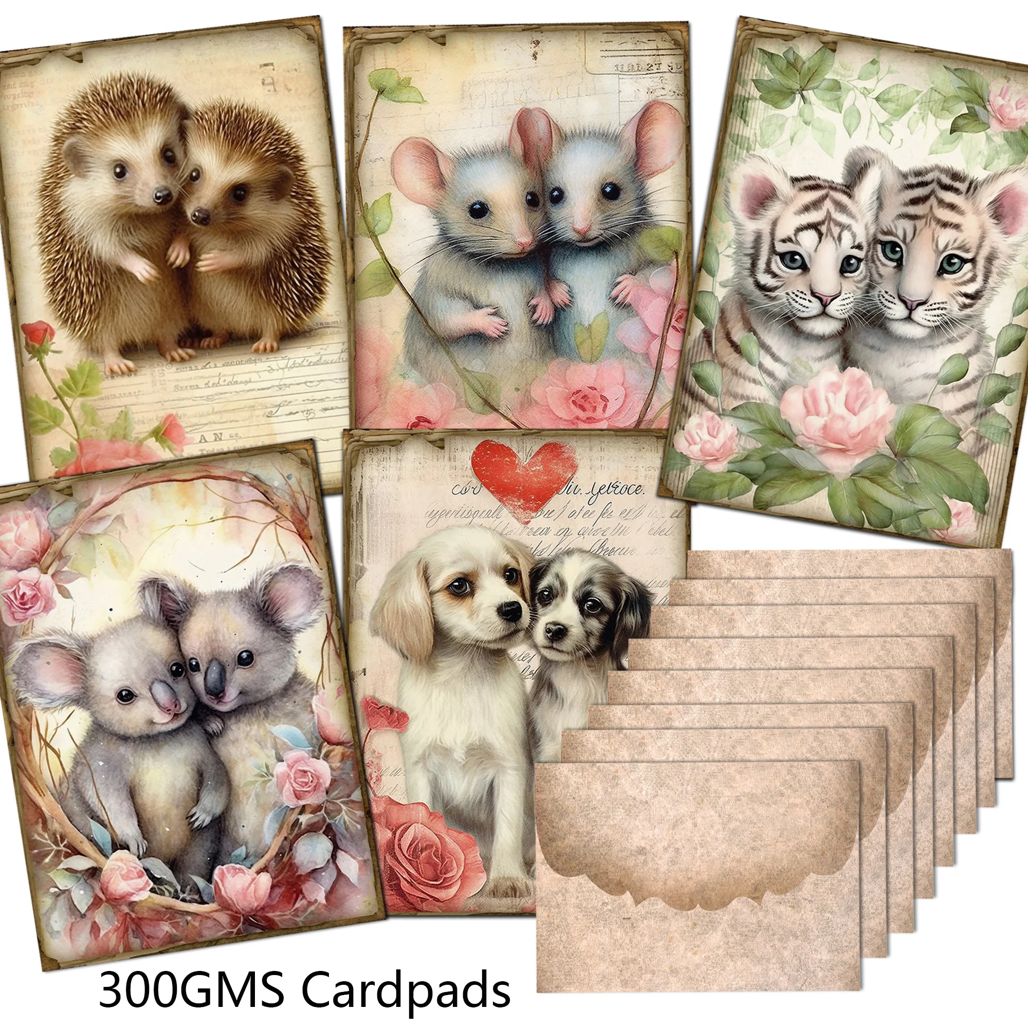 Romantic Animal Valentine's Day Thick Cards Kits with Sticker for Scrapbooking Supplies Junk Journal 68pieces(with 8 envelopes) stickers scrapbooking supplies