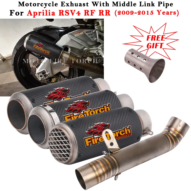 

Motorcycle Exhaust System Modified Escape Carbon Fiber Muffler With Middle Link Pipe For Aprilia RSV4 2009 - 2012 2013 2014 2015