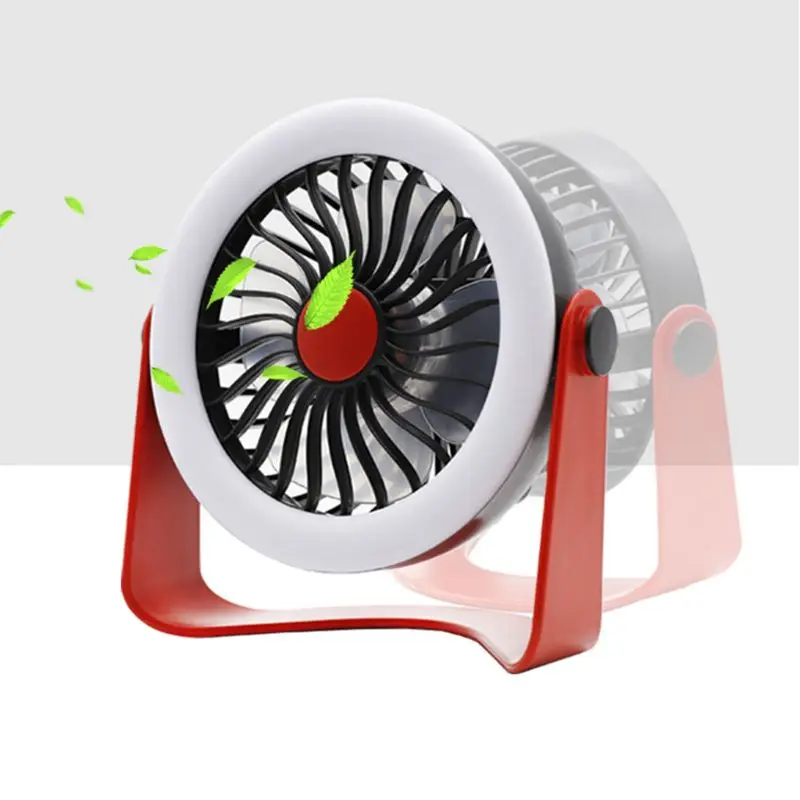 360도 회전 테이블 팬 소형 냉각 팬 LED 조명 저소음 휴대용 조절 데스크탑 개인 팬