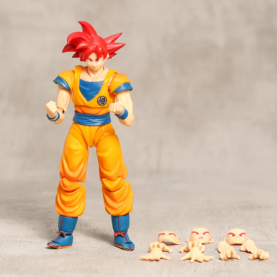 23.5cm dragon ball z son goku kakarotto super saiyan deus vermelho cabelo  pvc figuras de ação modelo bonecas brinquedos crianças presentes aniversário