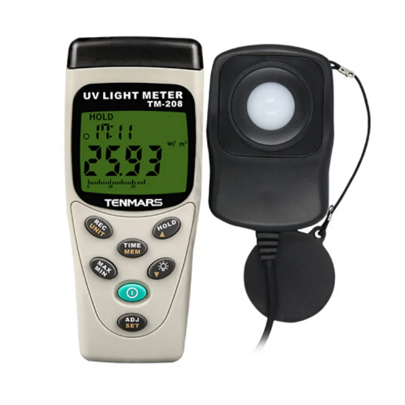 TENMARS TM-208 TM208 Solar Power UVA Light Meter 3 In 1 Digital Datalogging Backlit LCD
