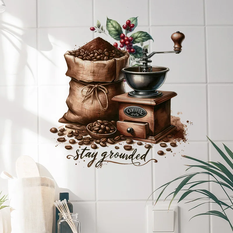 Coffee Cup Wall Stickers Living Room Background Decoration Mural Cafe Kitchen Home Decor Wall Stickers