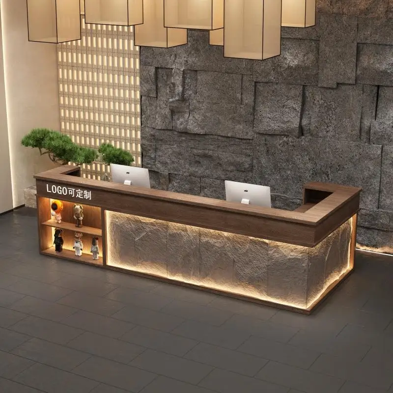 Beauty Salon Reception Hotel Furniture Stone Front Desk Table For Aesthetics Businesss Cash Register Cabinet Customer Center