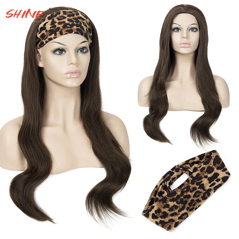 Natural Brown Synthetic Wig With Headband Body Wave Wig Heat Temperature Fiber Wig For Women High Quantity Daily Use Fake Hair instant tea maker controls temperature and water quantity and automatically feeds water with large capacity of 2l water pump