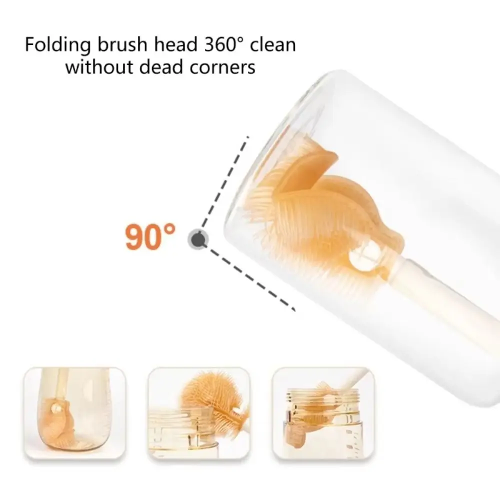 Portable Bottle Cleaning Brush Set Nylon Sponge Compact Nipple Straw Cleaner Kit Travel Size Flexible Brushes