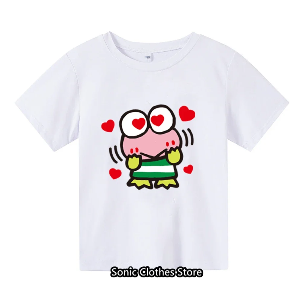 Maglietta Kawaii Kero Kero Keroppi Per Bambini Magliette Per Bambini Magliette Casual Estive 3-14 Anni Top Hello Kitty Abbigliamento Donna