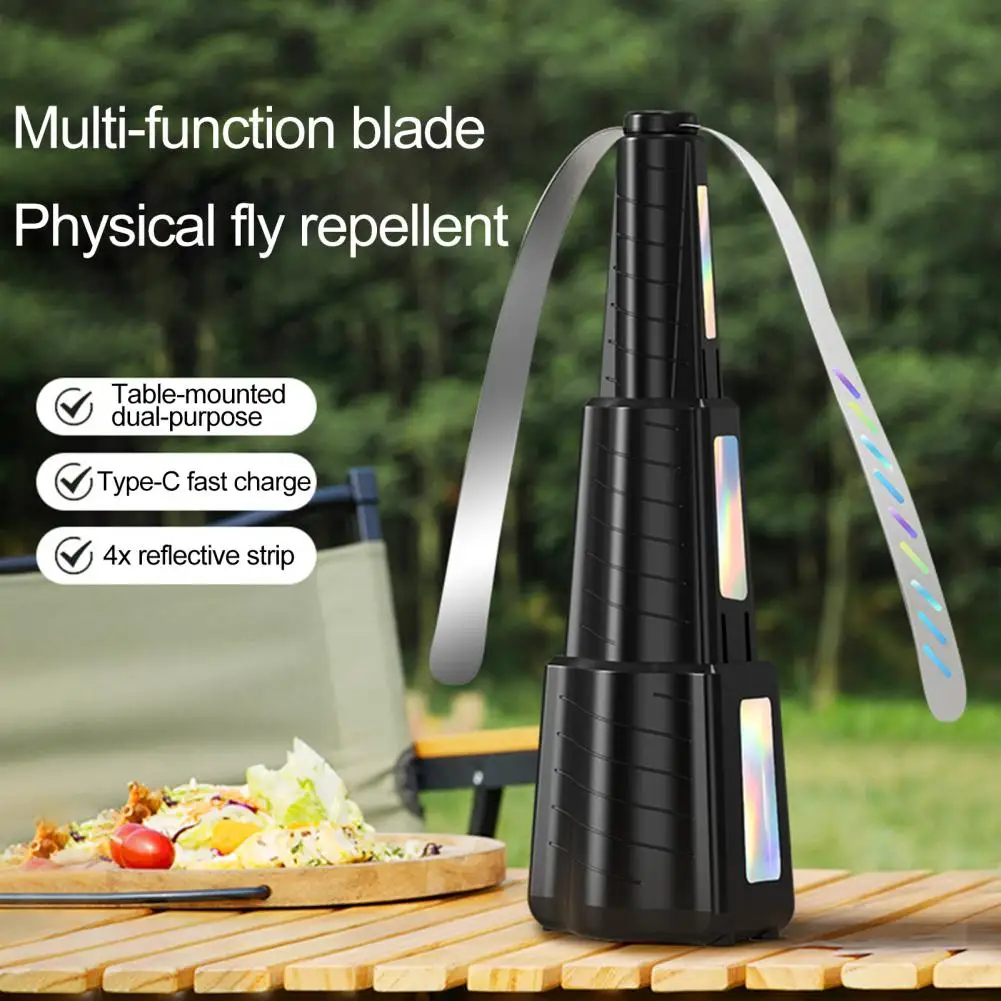 

Table Fly Fan Reflective Blade USB Charging Keep Flies Away Fly Spinner Outdoor Indoor Fly Deterrent For Restaurant Home BBQ