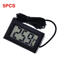 Compact Digital LCD Thermometer with Automatic Temperature Control - TZT (5PCS Black)