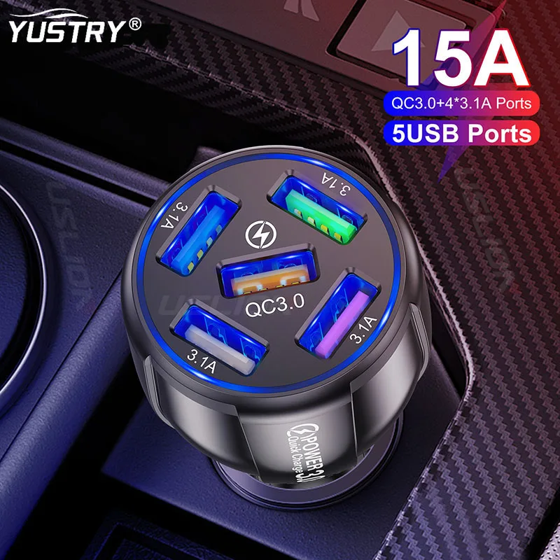 Автомобильное зарядное устройство с 5 USB-портами быстрая светодиодная