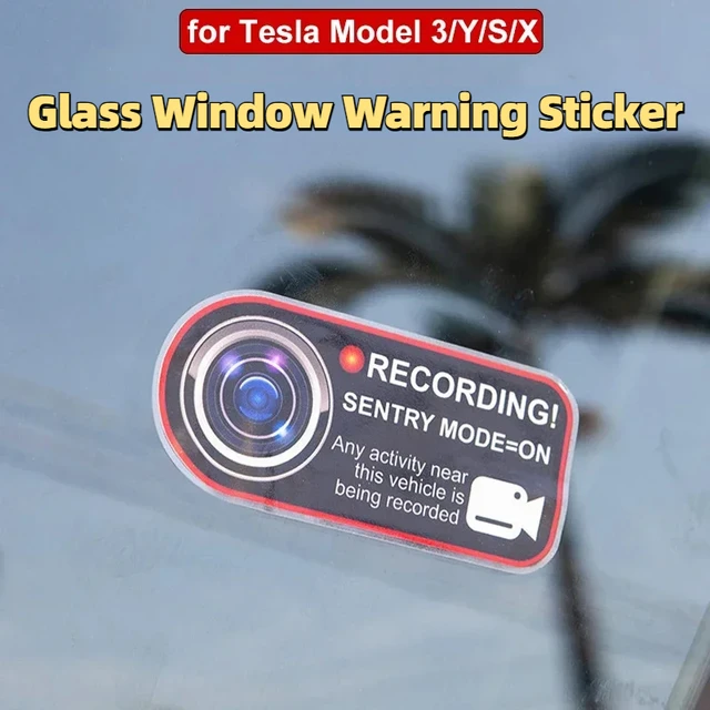 Warning Sticker for Tesla Model 3/Y/S/X/3+ Invader Sentinel Sentry Mode Static Window Warning Anti Theft Sticker Car Accessories 2