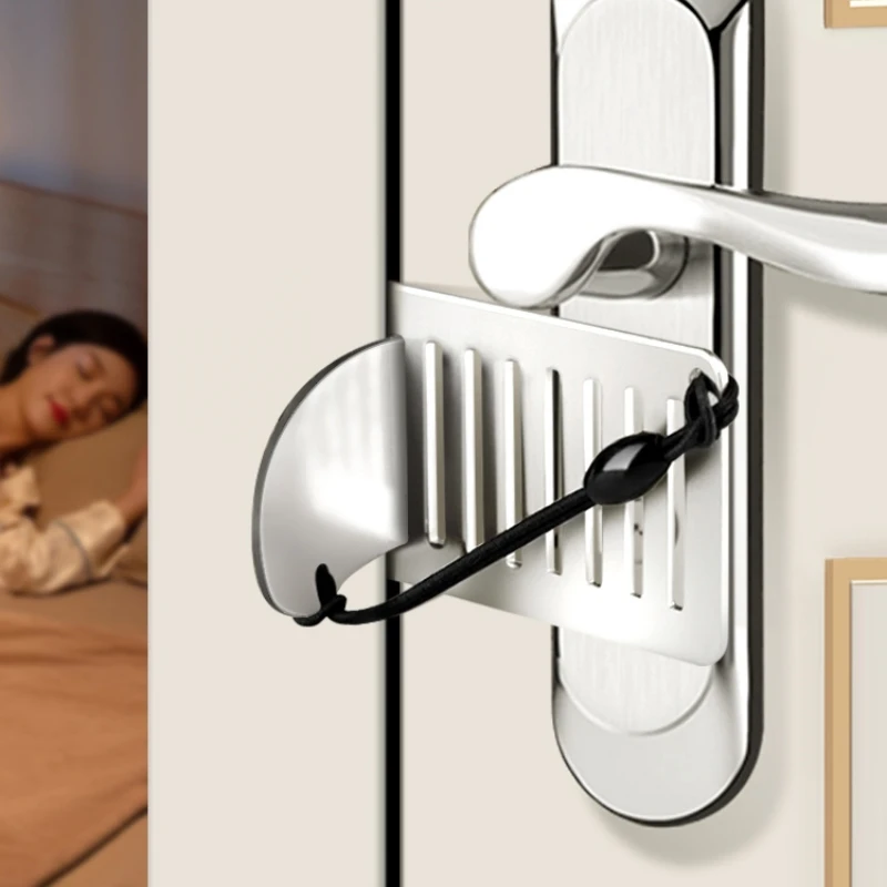 Portable Door Lock Punch-free Security Door Locker Safety Latch Metal Lock Home Room Hotel Travel Anti Theft Stopper Tool