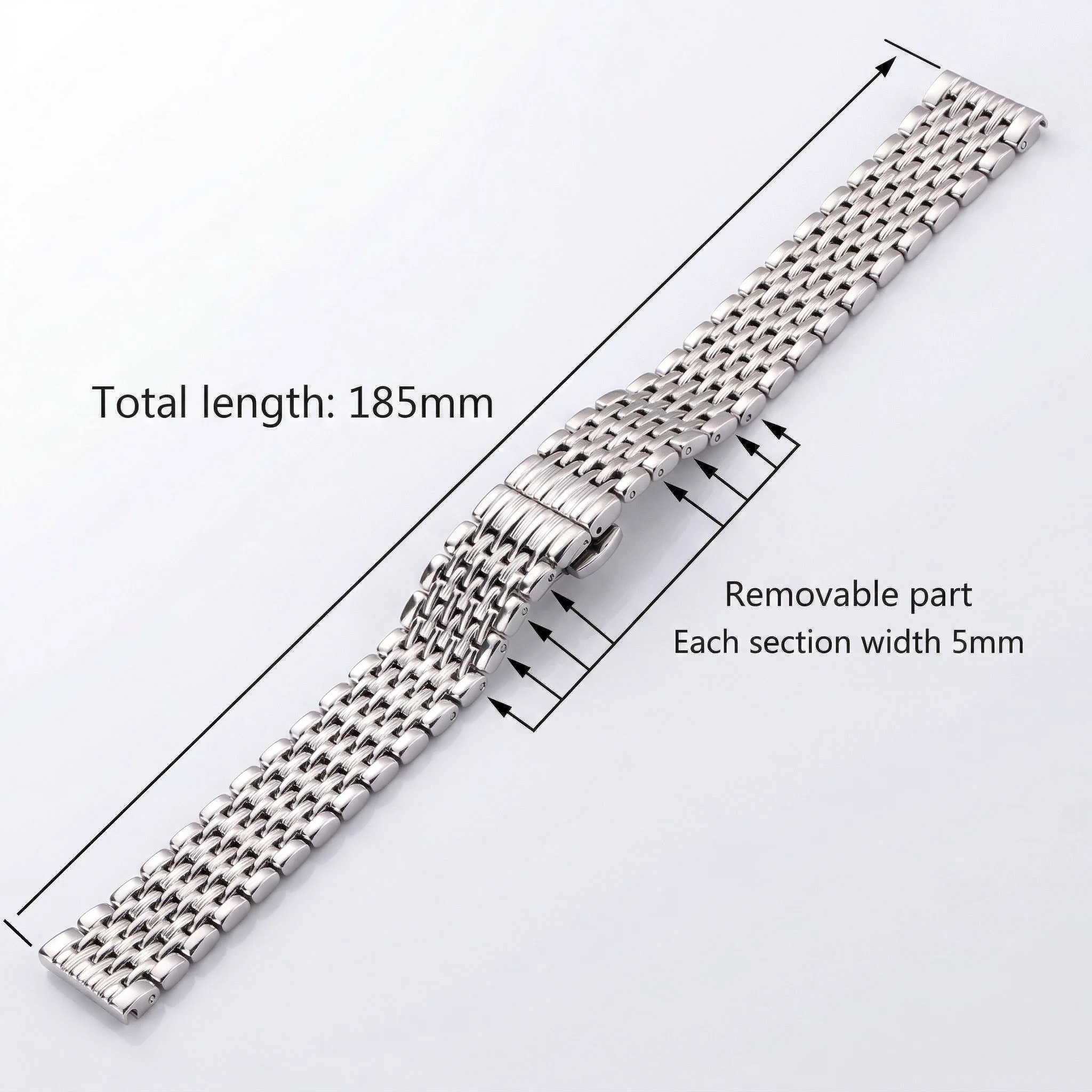 Silver Stainless Steel Watch Bracelet - Elegant Wrist Strap