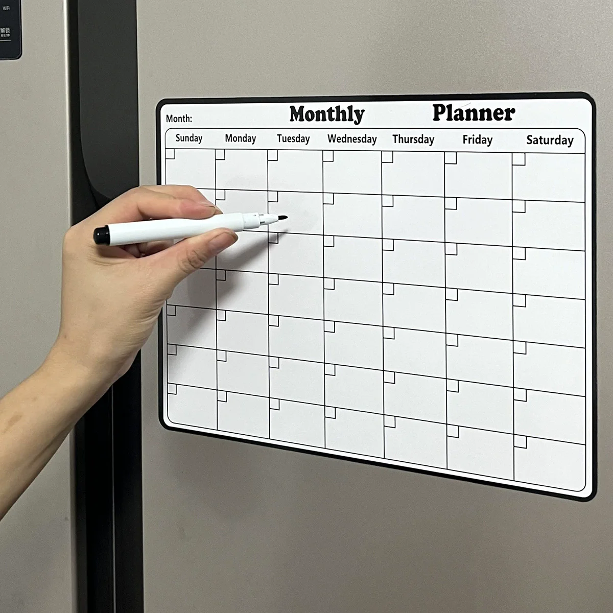 1pc Magnetic Dry Erase Calendar Message Board Multi-functional Monthly Refrigerator Planner Remarks Writing Board Home Supplies 5