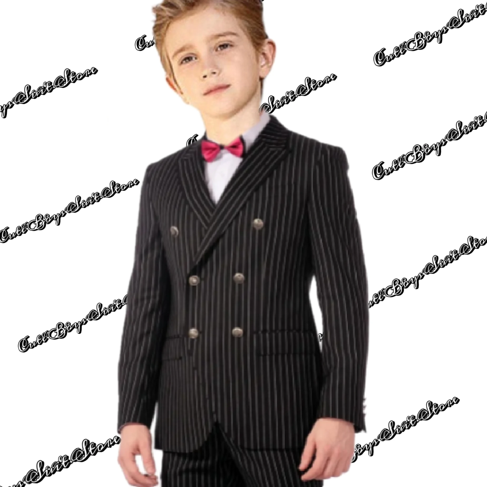 

Boy Suits Black Double Breasted Outfit Vintage Formal Tuxedo Suit Blazer Pants 2Pcs Wedding Groom Best Child Suit Tailor-Made