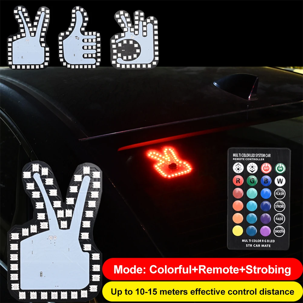 

Fashionable Car Finger Gesture Light USB Powered Funny Warning Light Car Interesting Decoration Windshield LED Sign Accessories