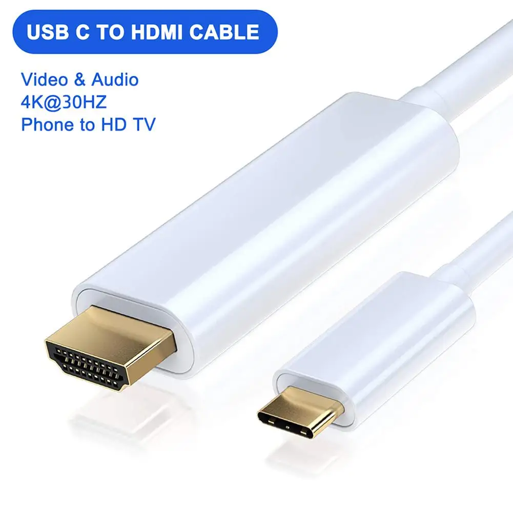 

10Gbps 4k 30hz Converter Cord Type C To Hdmi-compatible Adapter Cable For Hdtv Monitor Projector 1.8 Meters