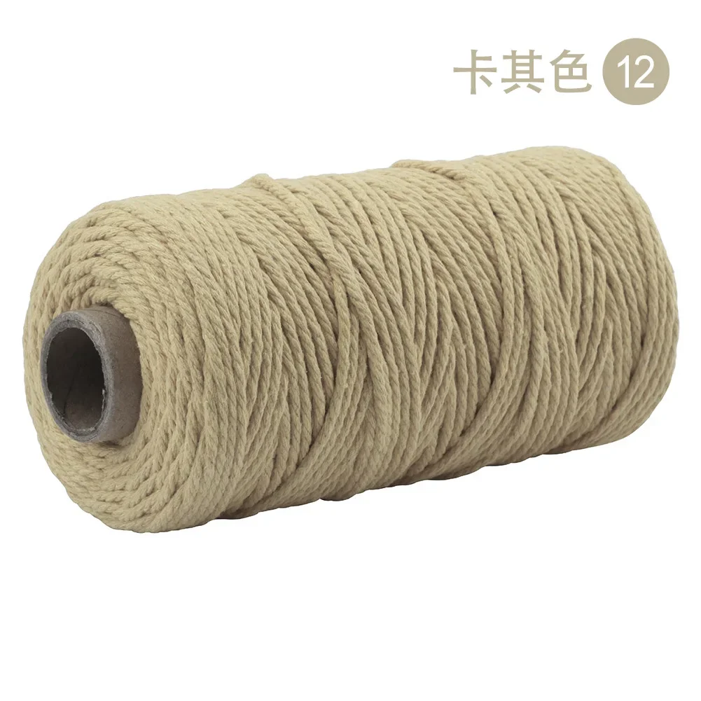 10 Meters Monochrome Cotton Rope Diy Hand-woven Rope 2mm Thick Colored Cotton Thread Weaving Tapestry Binding