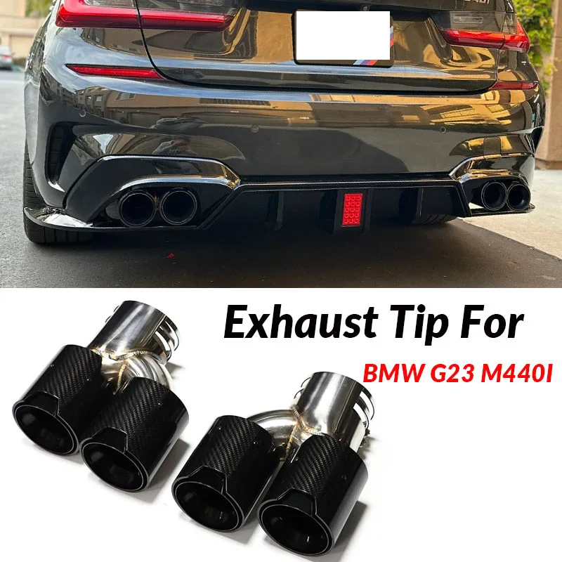 Quad-Carbon-Fiber-Exhaust-Tip-For-BMW-G22-G23-M440i-2021-2022-Dual-M ...