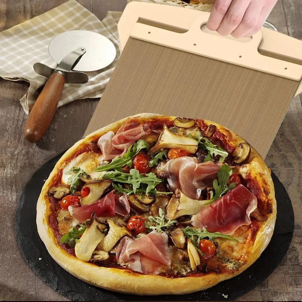 Sliding Pizza Peel Shovel Storage Board Pala Pizza Scorrevole Wooden Handle Transfer Spatula Bread Kitchen Baking Tools