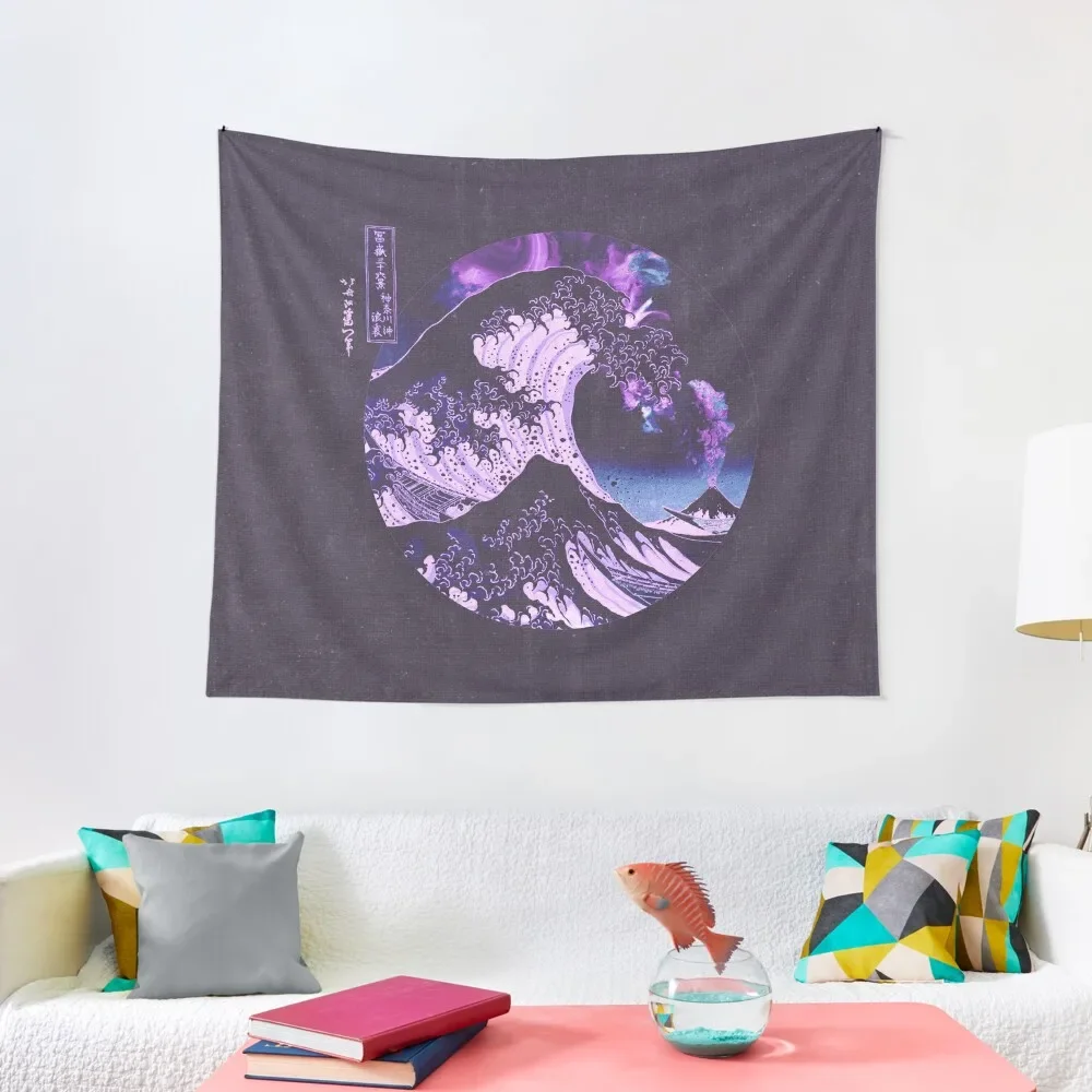 

The Great Wave off Kanagawa Mount Fuji Eruption-Purple and Blue Tapestry Things To The Room Wall Hanging Wall Wall Deco Tapestry