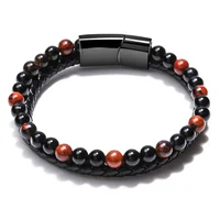 Stainless Steel Bracelet Tiger Eye Stone Beads Bracelet Natural Lava Stone Beads Stainless Steel Bracelet Men Women Jewelry 4