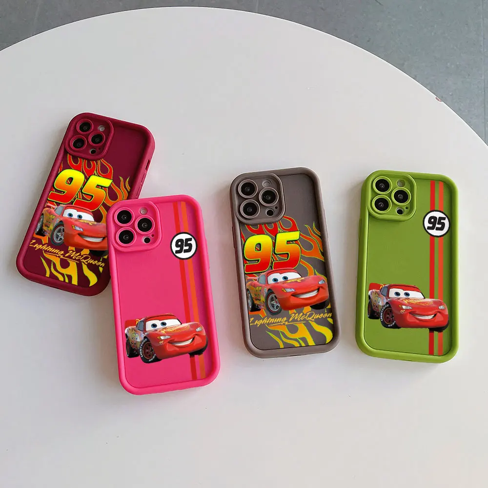 Cars Lightning McQueen 95 Camera Protection Case For iPhone 15 14 13 12 11 Pro Max Mini XR XS X 7 8 Plus Soft Back Cover Funda