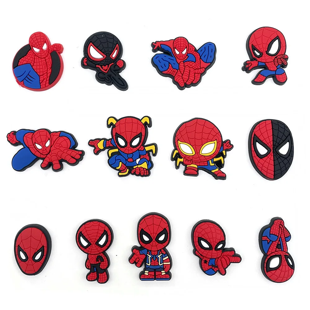 Mini Spiderman Charms PVC Cartoon ozdoby do butów zatyka sandały akcesoria kapcie zapięcie do dekoracji dzieci chłopięce prezenty