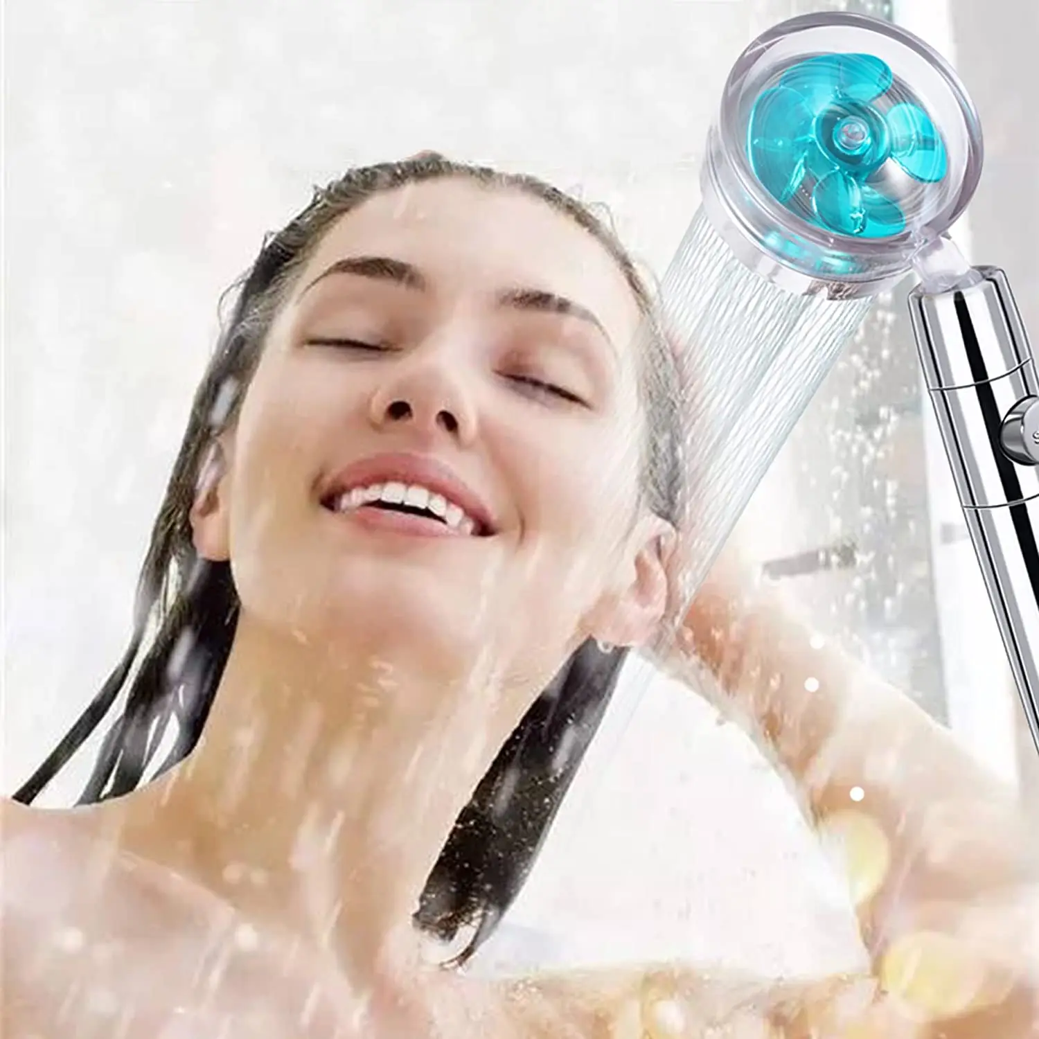 EHEH High Pressure Shower Heads 360 Degrees Rotating  Handheld Turbo Fan Shower Turbocharged Propeller Shower 6