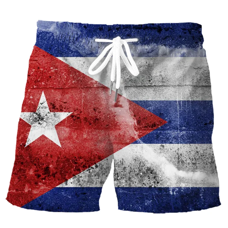 Retro 3D Printed Cuban Flag Beach Shorts Men Summer Casual Street Cube Pattern Short Pants Summer Quick Dry Surf Board Shorts 5