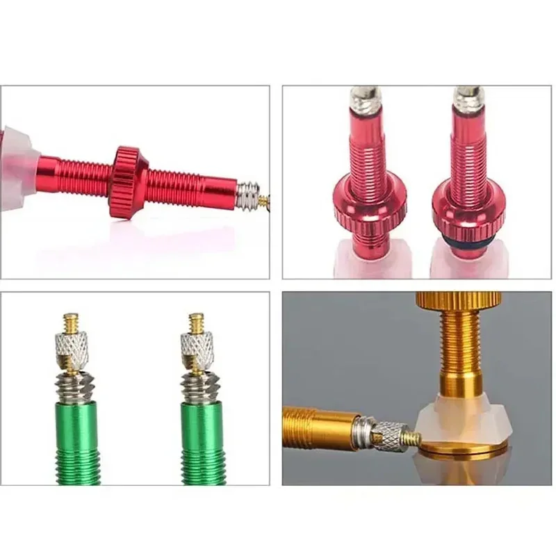 Tubeless Presta Valves 2PCS stem 40/60mm Aluminum Road/MTB bike Air Valve Stem Core Removable Trye Nozzle Bike Part