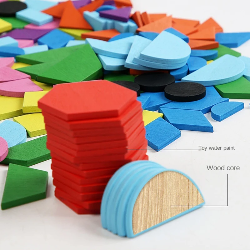 Deluxe Wooden 3D Puzzle Set - Educational Montessori Toy with Geometric Shapes and Cards