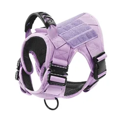Tactical Large Dog Harness and Leash Set for Training and Outdoor Adventures (Purple Harness)