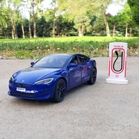 1:24 Tesla Model S Alloy Car Model Diecast Metal Toy Vehicle Car Model Simulation Collection Sound Light Kids Toy Gift C270 1