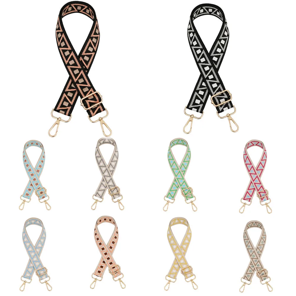 

3.8Cm Wide Bag Strap Geometric Jacquard Women Shoulder Strap Durable Colorful Bag Belt Adjustable Crossbody Bag Strap All-Match