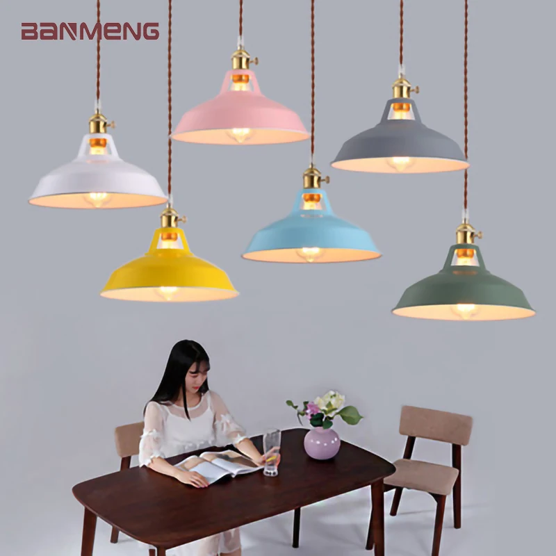 

Nordic Retro E27 LED pendant lights Iron lampshade chandeliers lamp indoor lighting bedroom living room restaurant decor loft